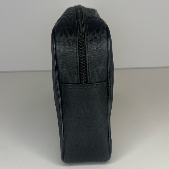 MARIO VALENTINO Black Leather V Logo Clutch/Cosmetic/Toiletry/Travel PVC Bag - Picture 4 of 11